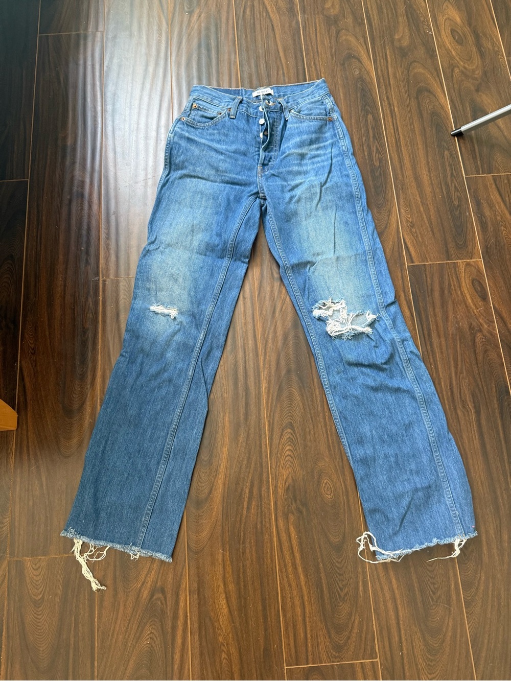 Re-Done Distressed 90s wide-Leg Blue Denim Jeans